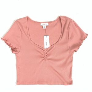 NWT Topshop Pink Ruched Crop Top size 10